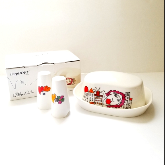 Berghoff Other - BergHOFF Eclipse White Multicolor Salt Pepper Butter Dish